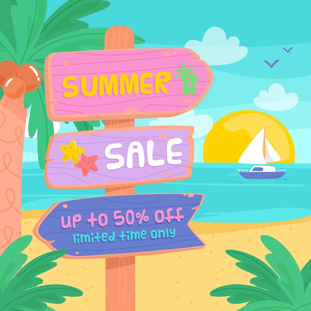 Hand drawn summer sale concept