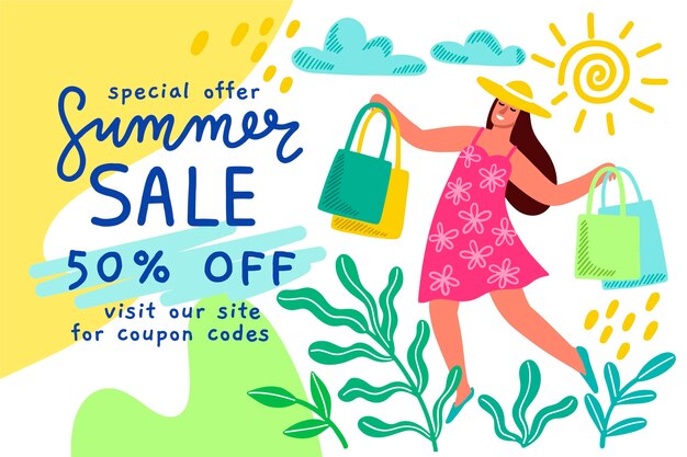 Hand-drawn summer sale design