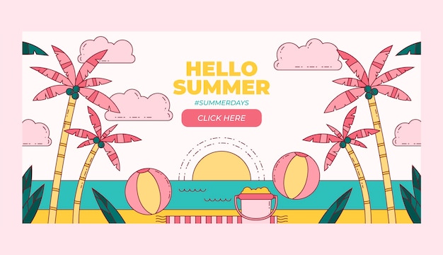 Free vector hand drawn summer sale horizontal banner template