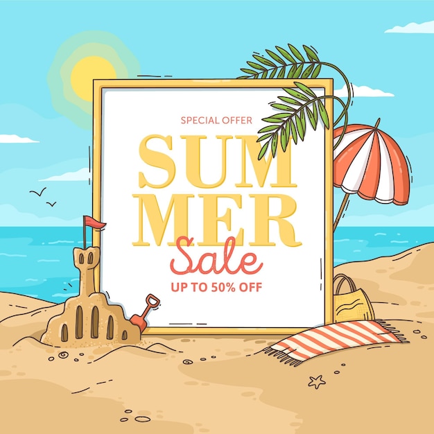 Hand drawn summer sale illustration – Vector Templates