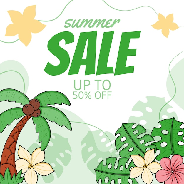 Hand drawn summer sale illustration