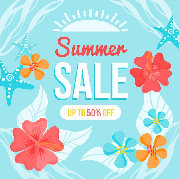 Hand drawn summer sale illustration