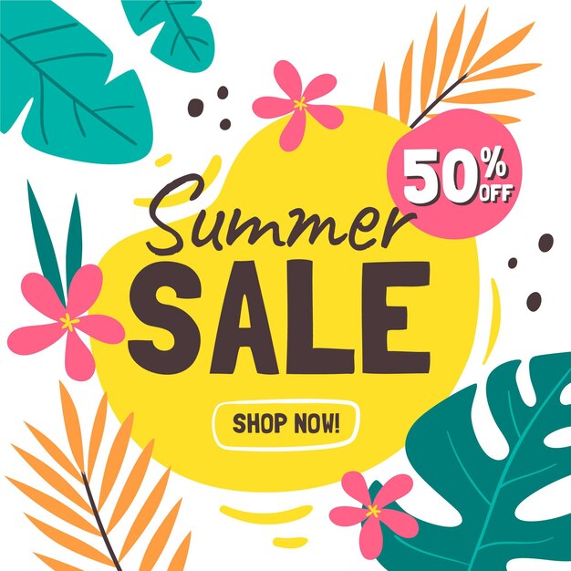 Hand drawn summer sale illustration