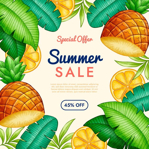 Hand drawn summer sale illustration