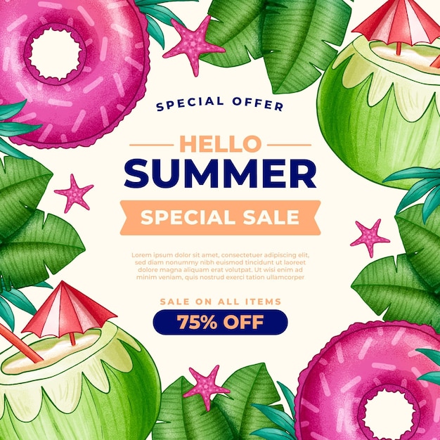 Free vector hand drawn summer sale illustration