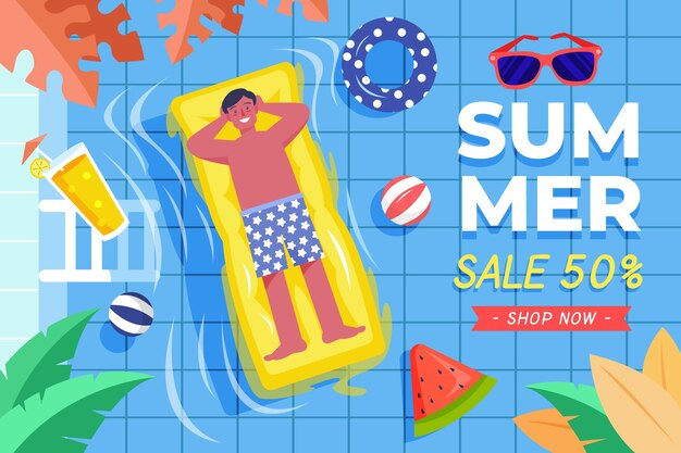 Hand-drawn summer sale template