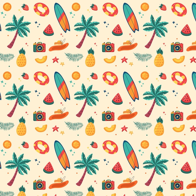 Free vector hand drawn summer seamless pattern