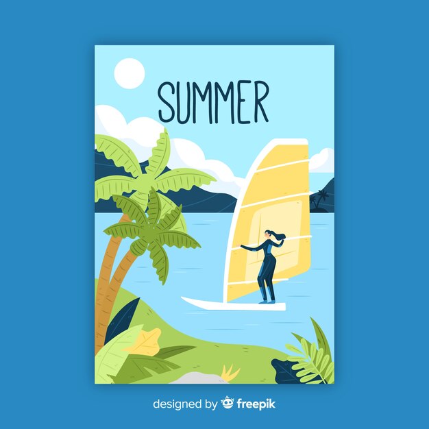 Ручной обращается летний сезонный плакат