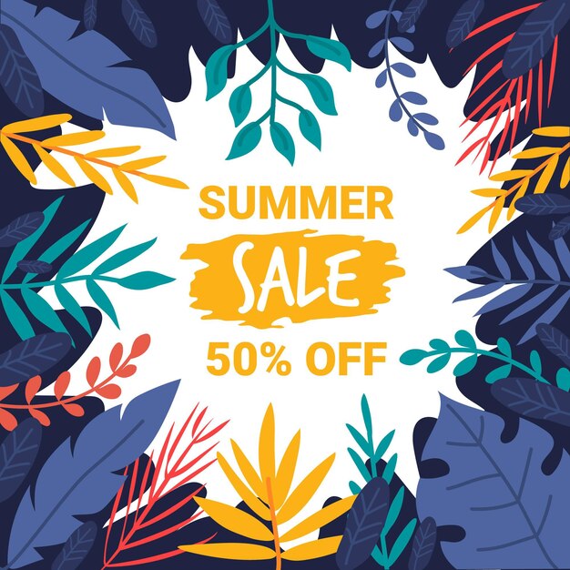 Hand-drawn summer seasonal sales concept