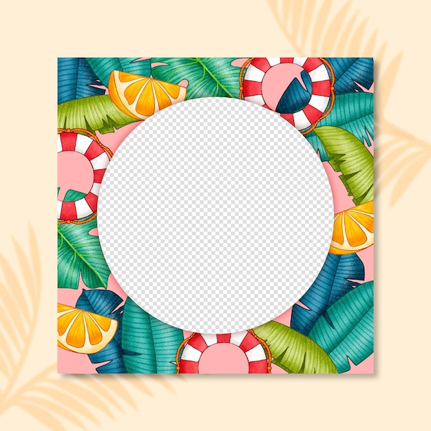 Free vector hand drawn summer social media frame template