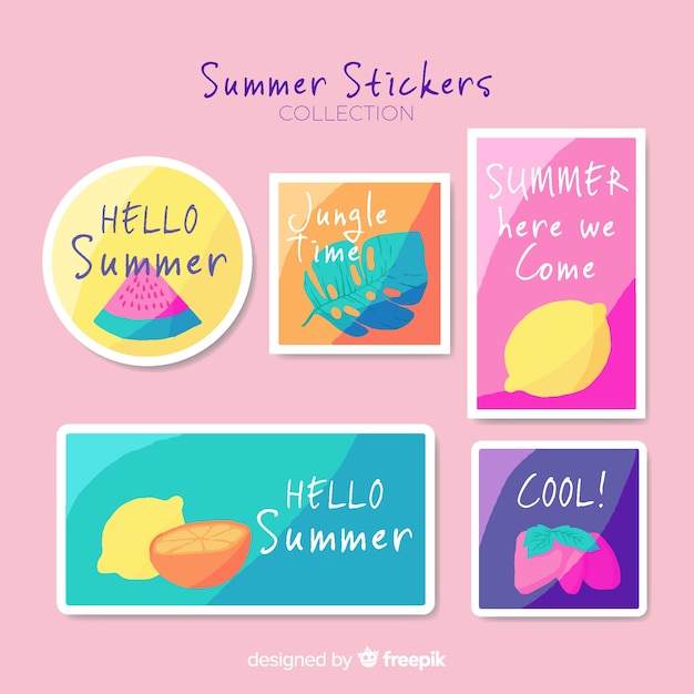 Hand drawn summer stickers pack