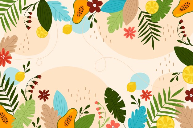 手描きの夏の熱帯の背景