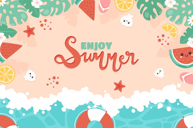 Hand drawn summer tropical background