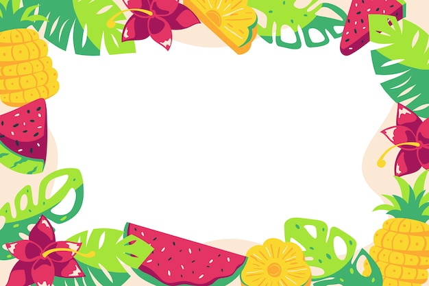 Hand drawn summer tropical background