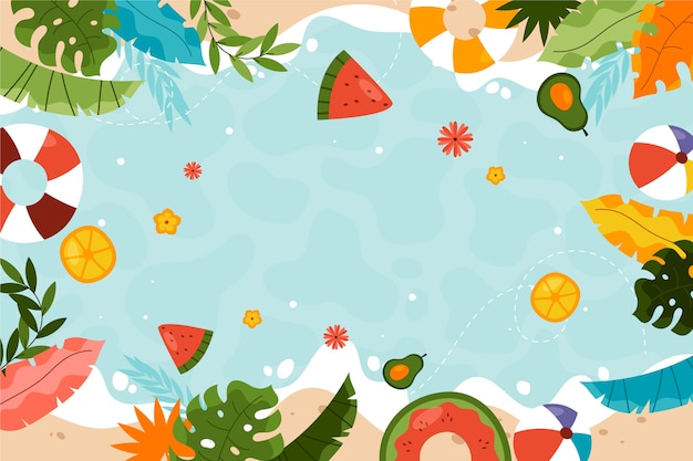 Free vector hand drawn summer tropical leaves background