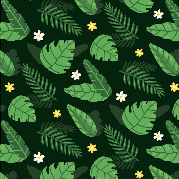 Hand drawn summer tropical pattern