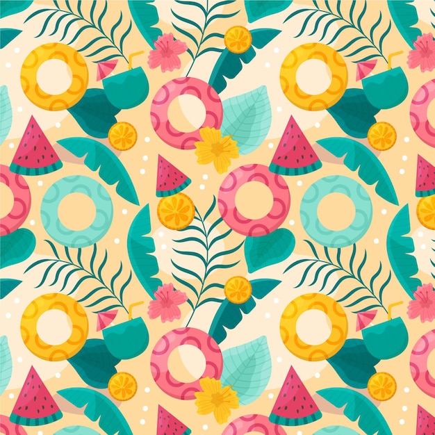 Free vector hand drawn summer tropical pattern