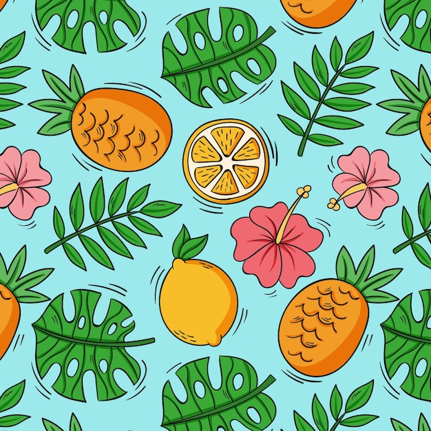 Free vector hand drawn summer tropical pattern