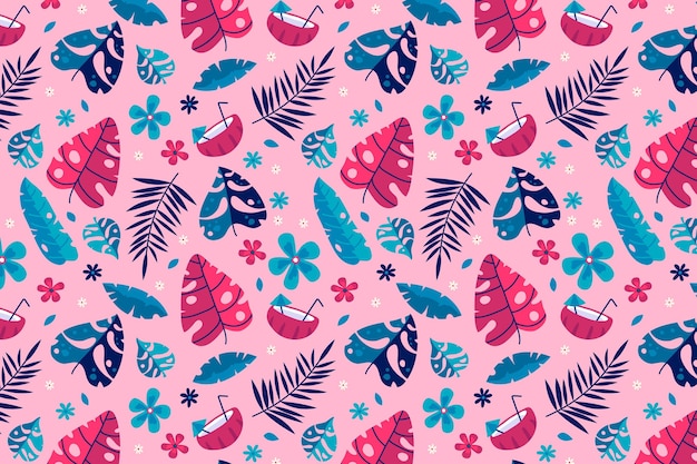 Free vector hand drawn summer tropical pattern