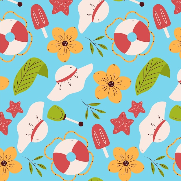 Free vector hand drawn summer tropical pattern