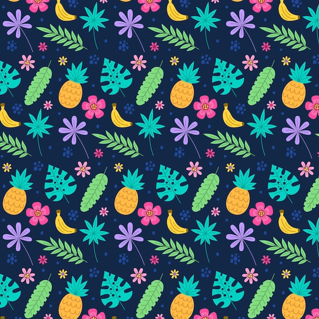 Hand drawn summer tropical pattern