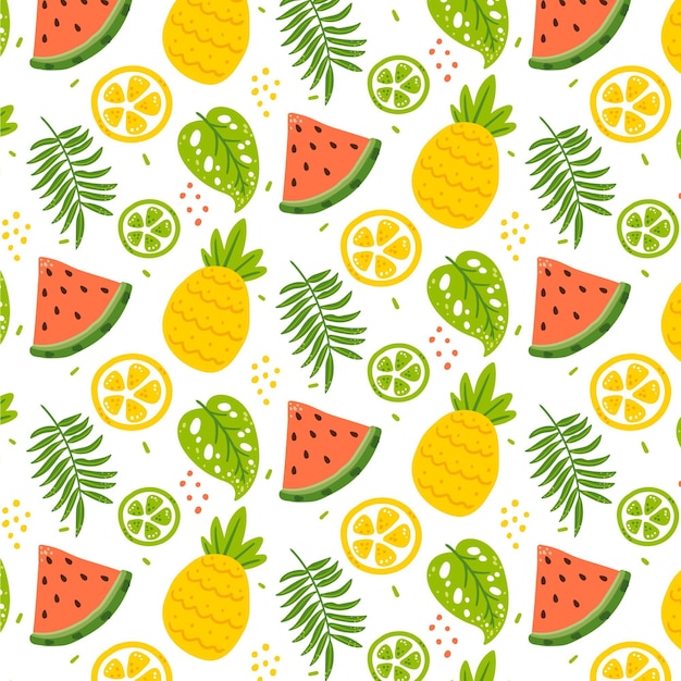 Free vector hand drawn summer tropical pattern