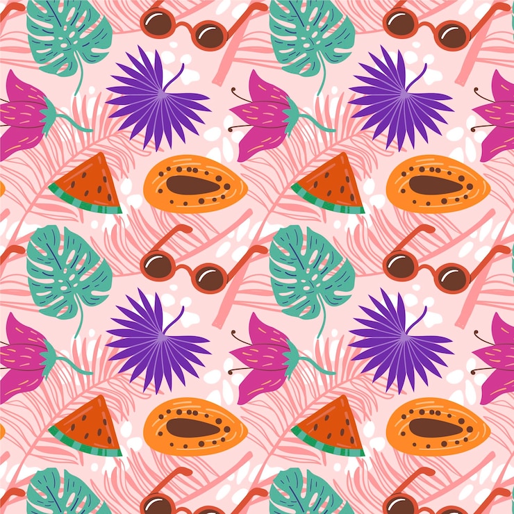 Free Vector hand drawn summer tropical pattern