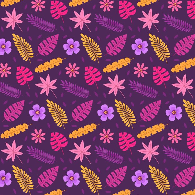 Hand drawn summer tropical pattern