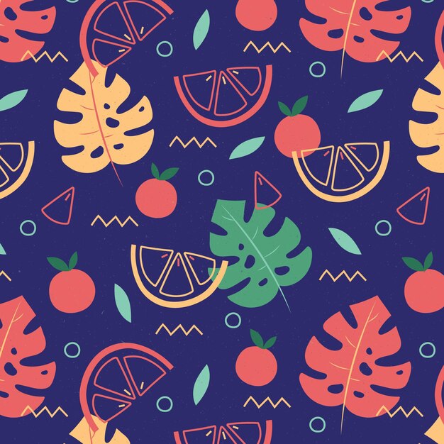 Hand drawn summer tropical pattern