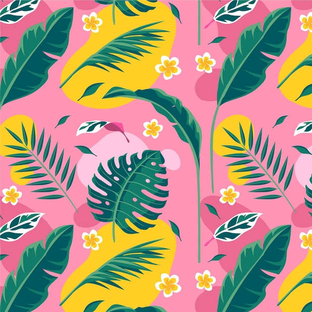 Hand drawn summer tropical pattern