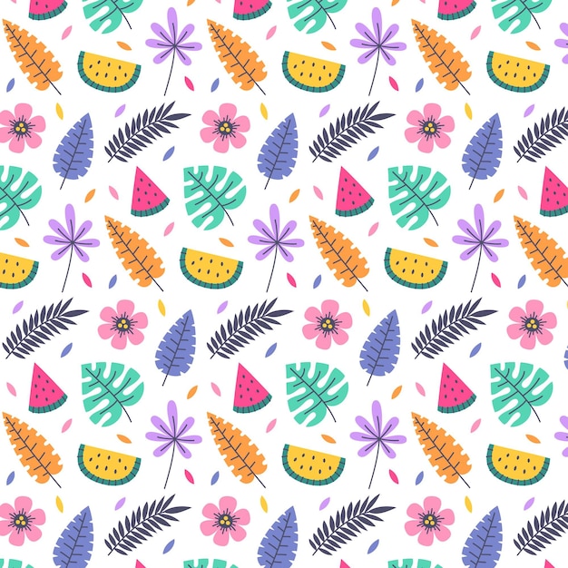 Free vector hand drawn summer tropical pattern