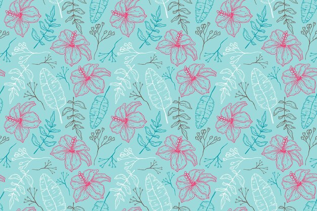 Hand drawn summer tropical pattern