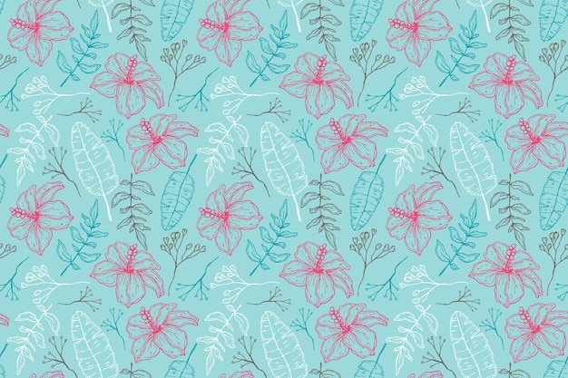 Hand drawn summer tropical pattern