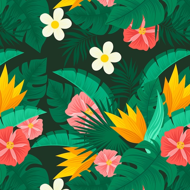 Free vector hand drawn summer tropical pattern