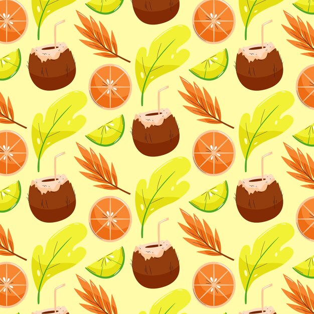 Hand drawn summer tropical pattern