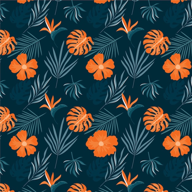 Hand drawn summer tropical pattern