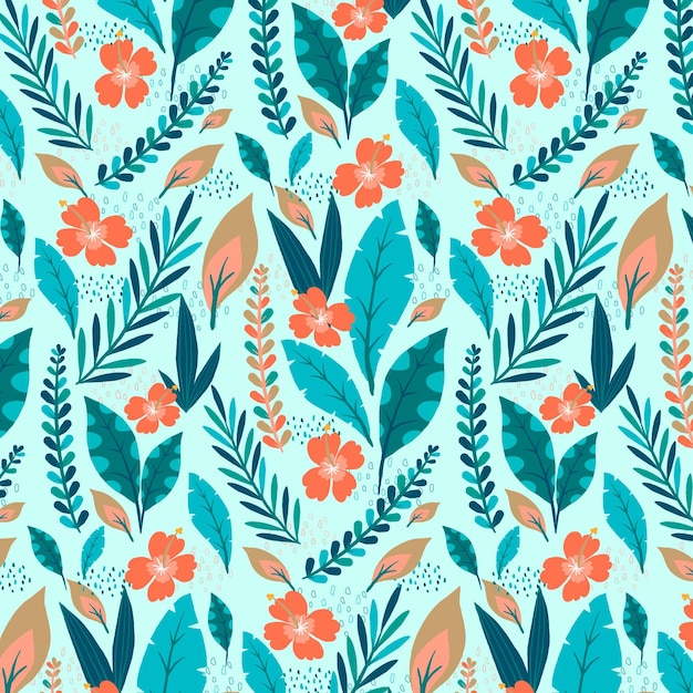 Hand drawn summer tropical pattern