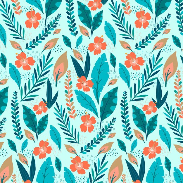 Hand drawn summer tropical pattern