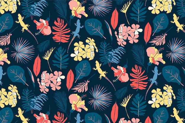 Hand drawn summer tropical pattern