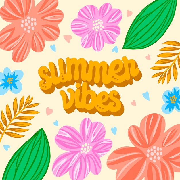 Hand drawn summer vibes lettering