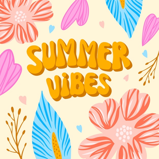 Hand drawn summer vibes lettering