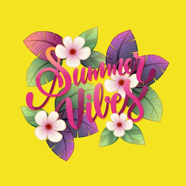 Free vector hand drawn summer vibes lettering