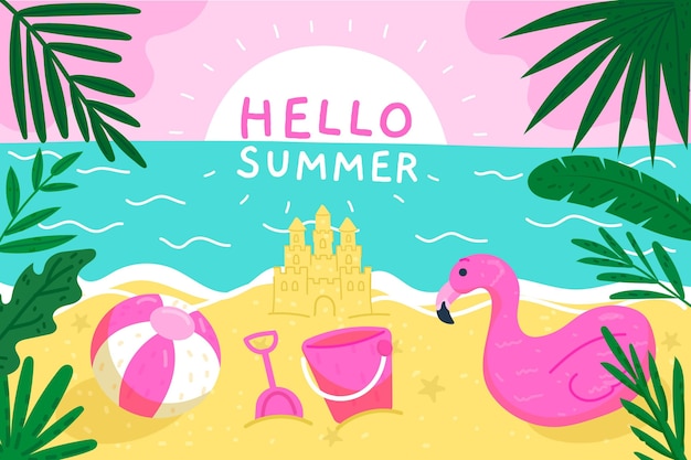 Free vector hand-drawn summer wallpaper concept