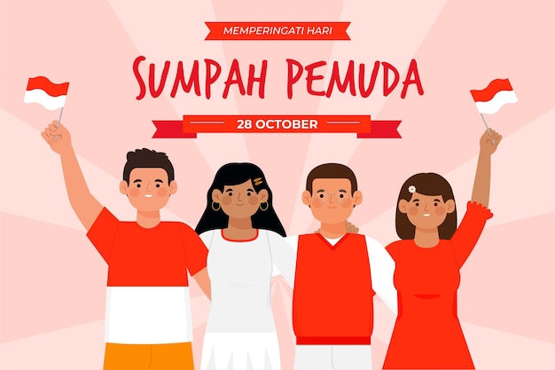 Free vector hand drawn sumpah pemuda concept