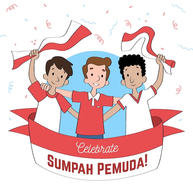 Free vector hand drawn sumpah pemuda