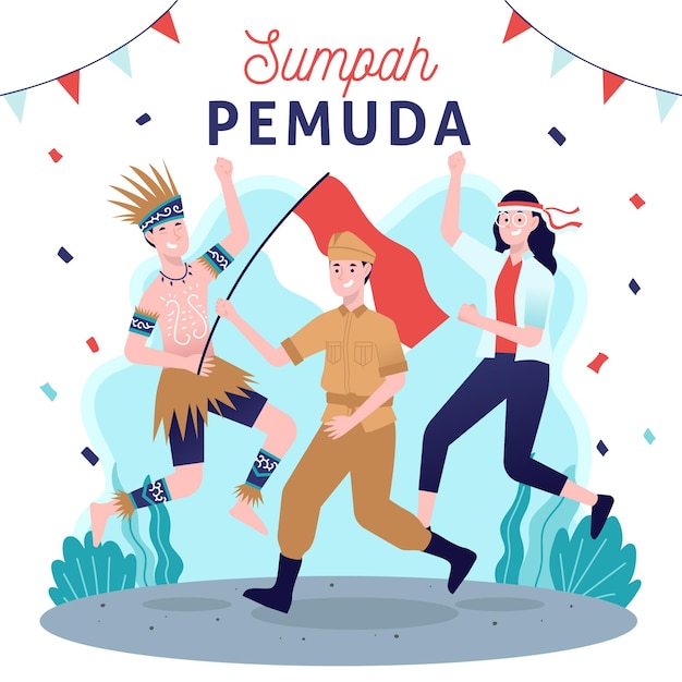 Hand drawn sumpah pemuda