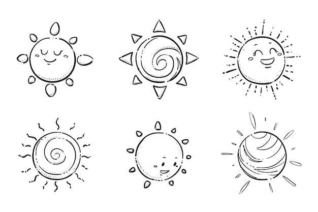 Free vector hand drawn sun  doodle illustration