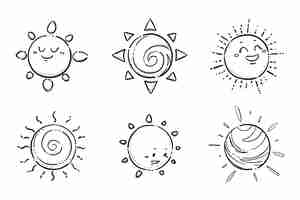 Vettore gratuito illustrazione disegnata a mano del doodle del sole