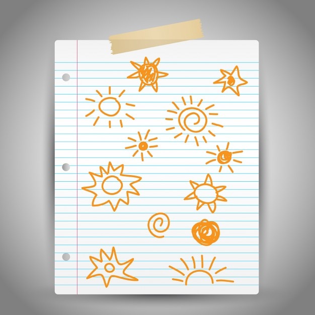 Hand drawn sun doodles