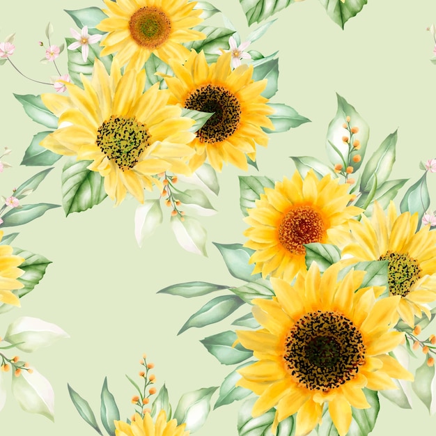 手描きの太陽の花のシームレスなパターン デザイン